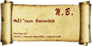 Mónus Benedek névjegykártya